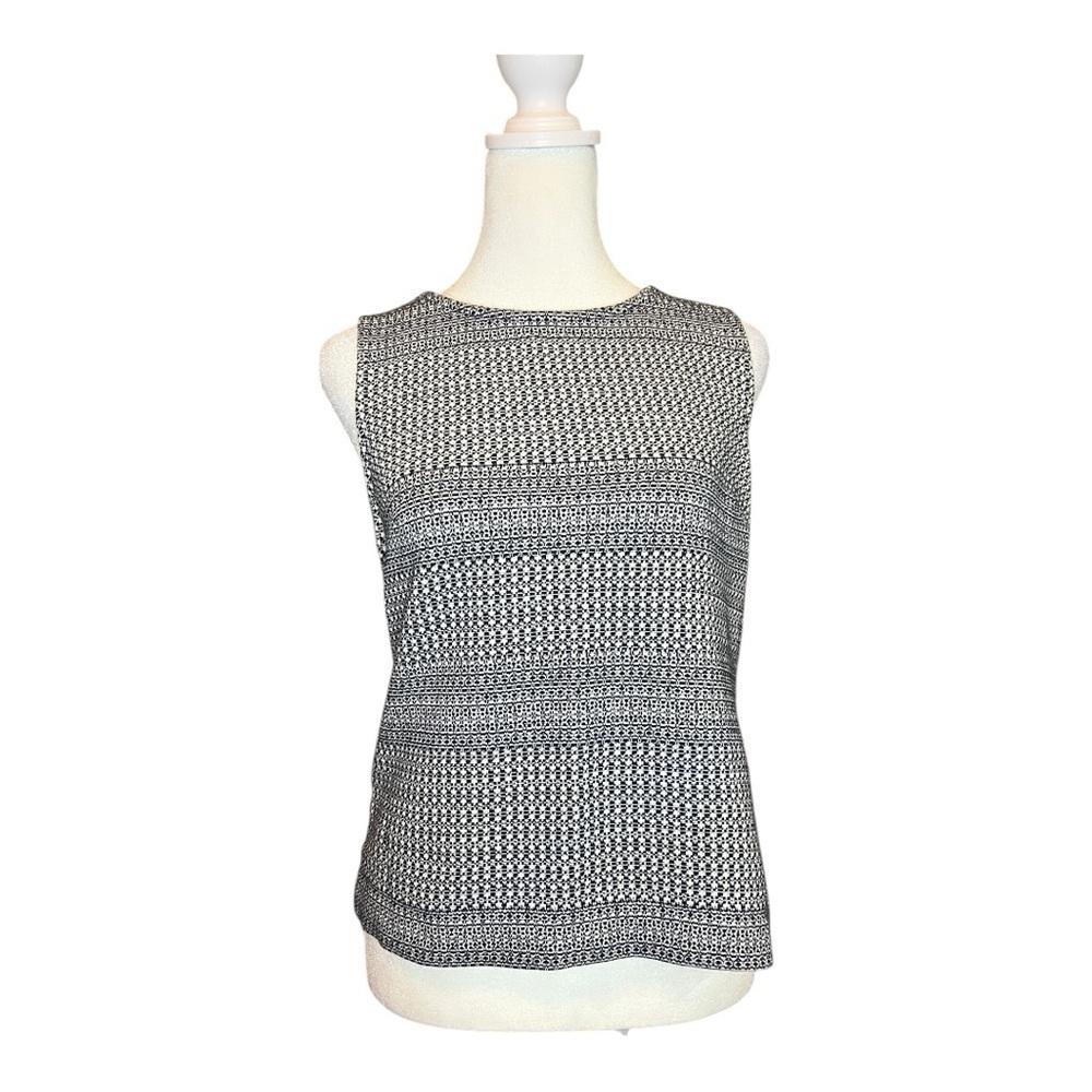 Banana Republic Navy White Knit Tank Top XS Sleeveless Career Shell Blouse